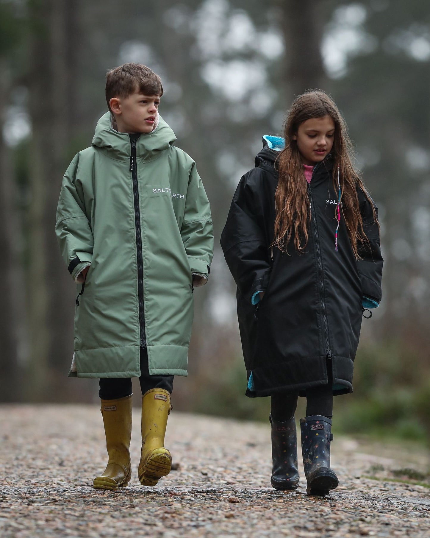 Salty Earth Waterproof Robe - Kids Seagrass Green