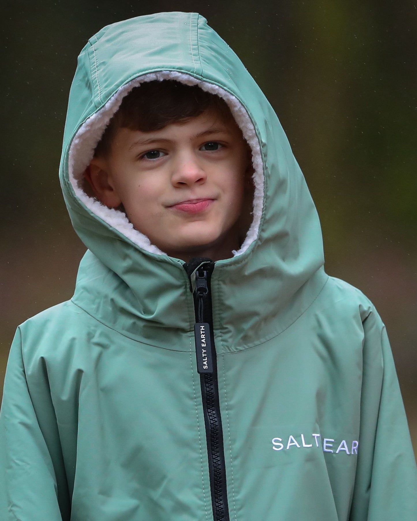 Salty Earth Waterproof Robe - Kids Seagrass Green