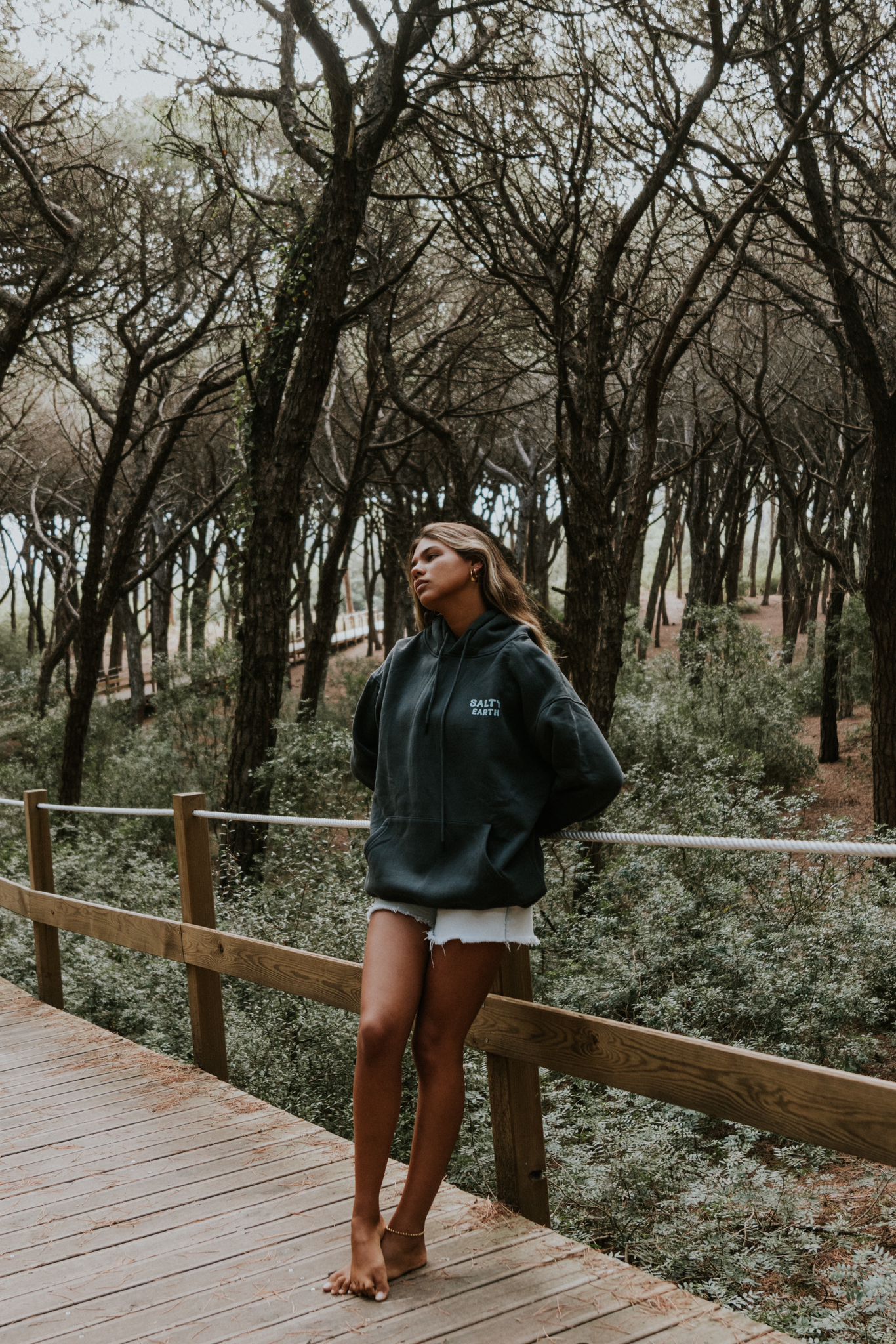 Salty Earth Palm Hoodie - Grey