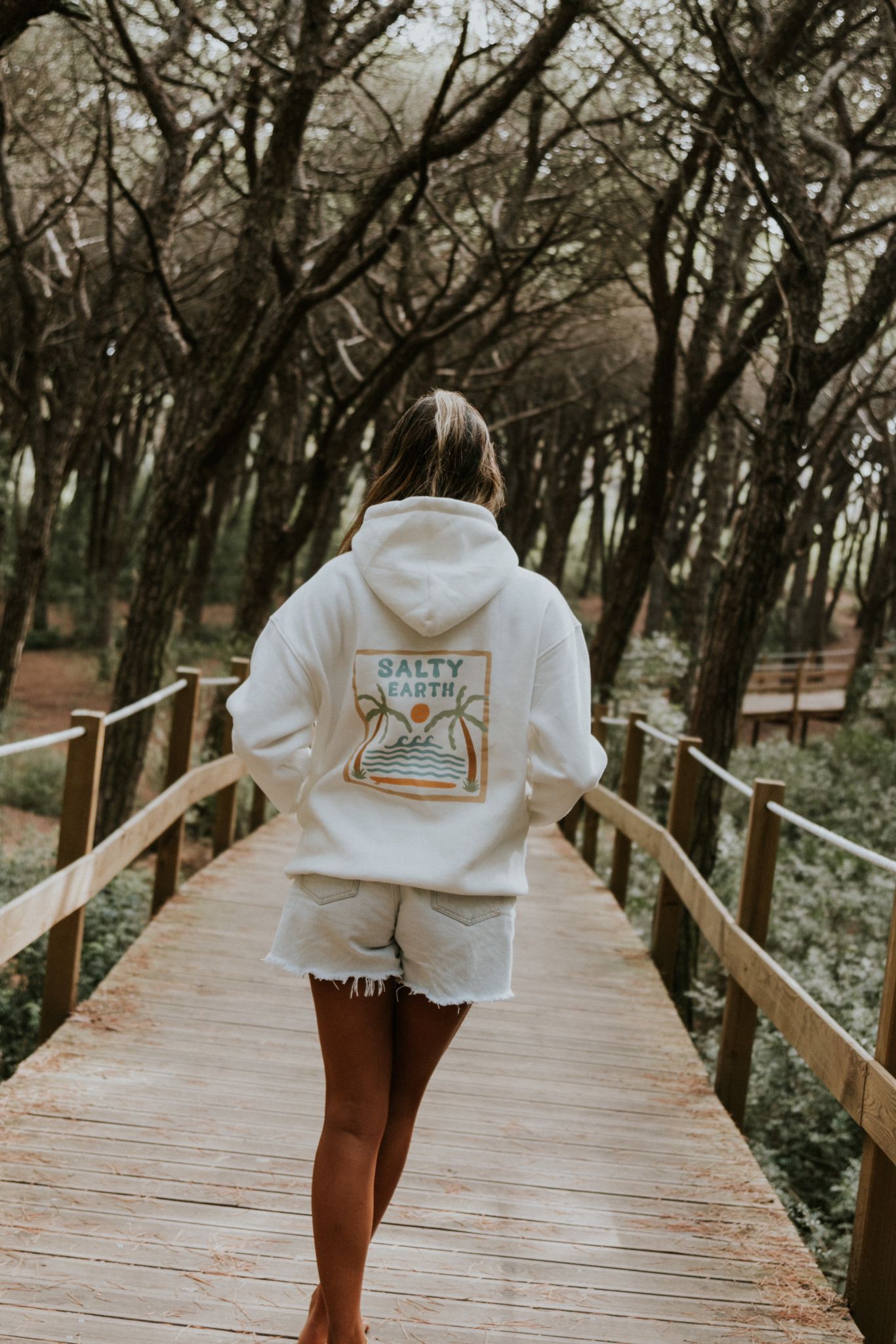 Salty Earth Palm Hoodie - White