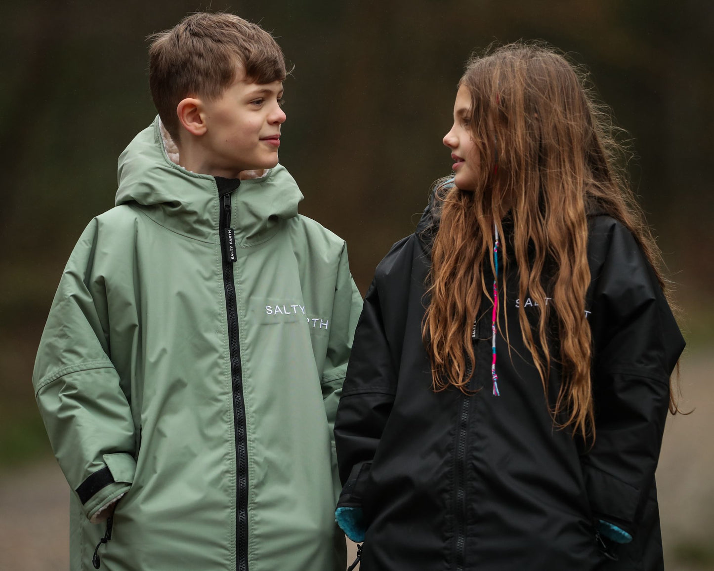 Salty Earth Waterproof Robe - Kids Seagrass Green