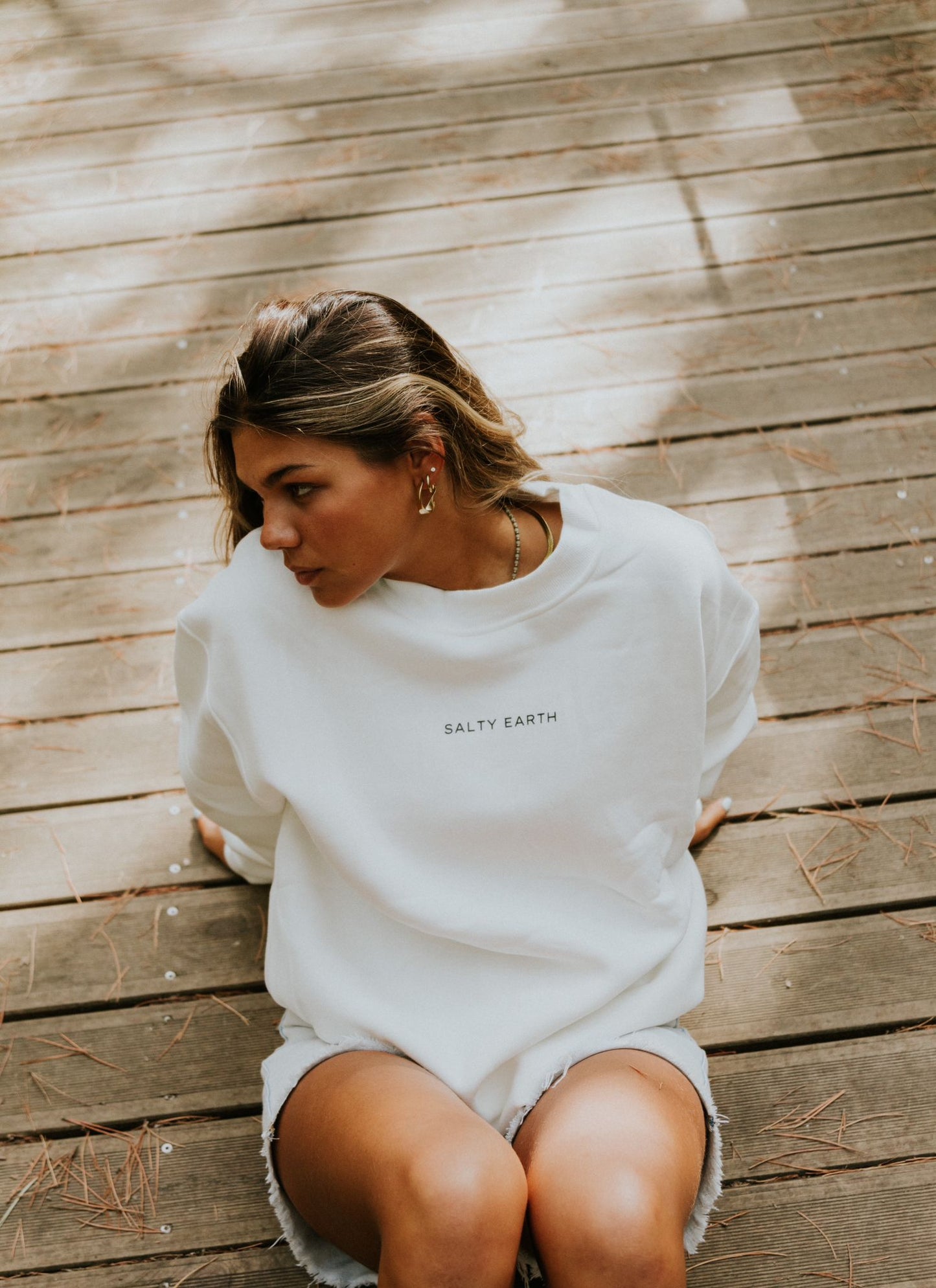 Salty Earth Essential Sweatshirt - White