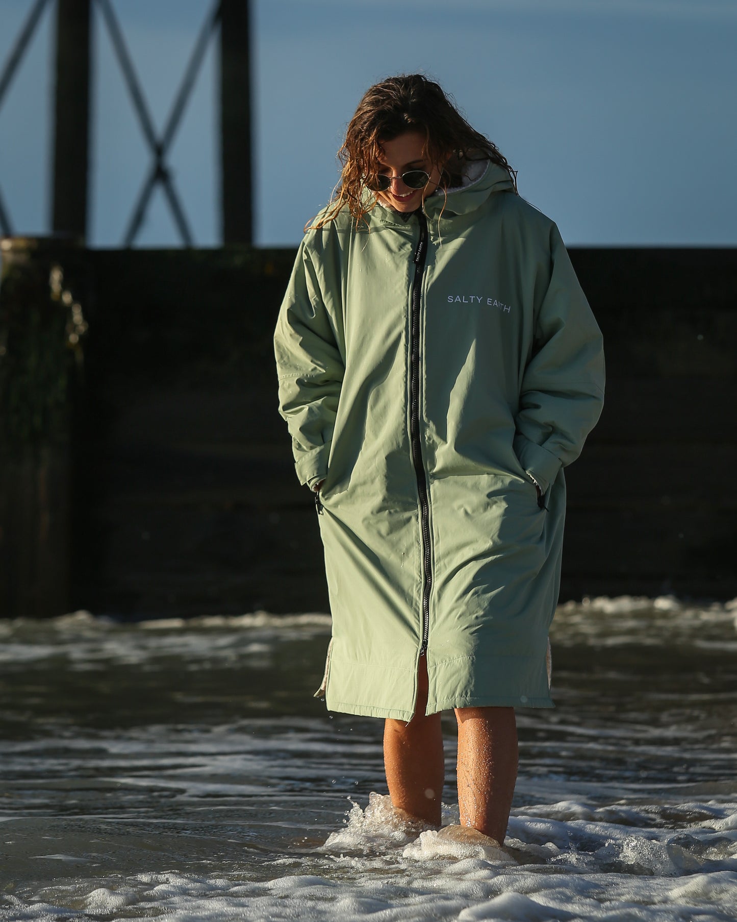 Salty Earth Waterproof Robe - Seagrass Green