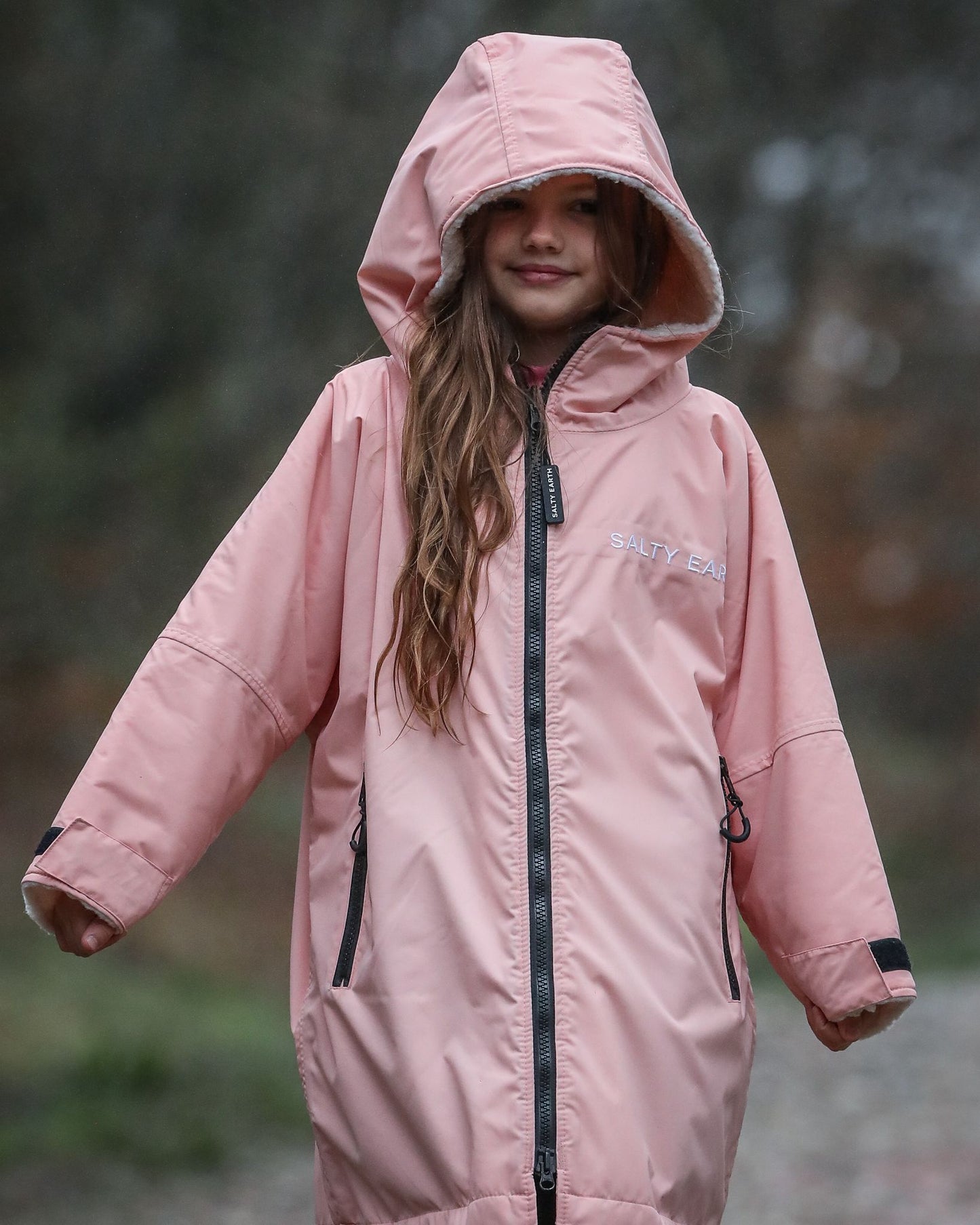 Salty Earth Waterproof Robe - Kids Shell Pink