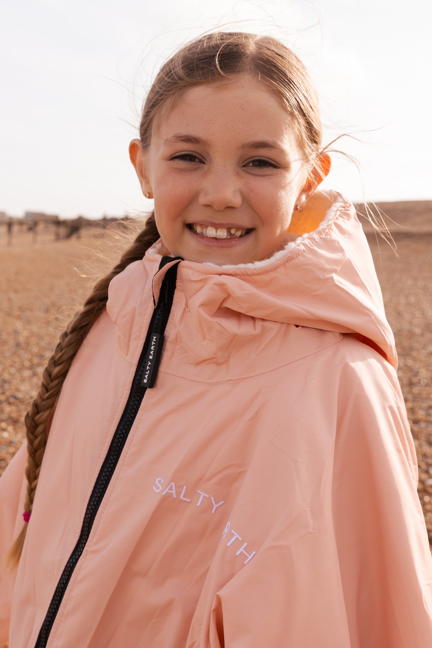 Salty Earth Waterproof Robe - Kids Shell Pink