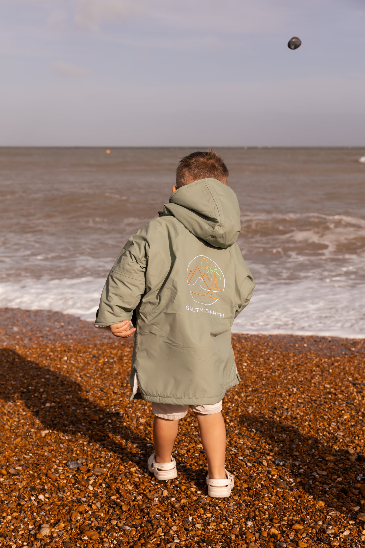 Salty Earth Waterproof Robe - Toddler Seagrass Green