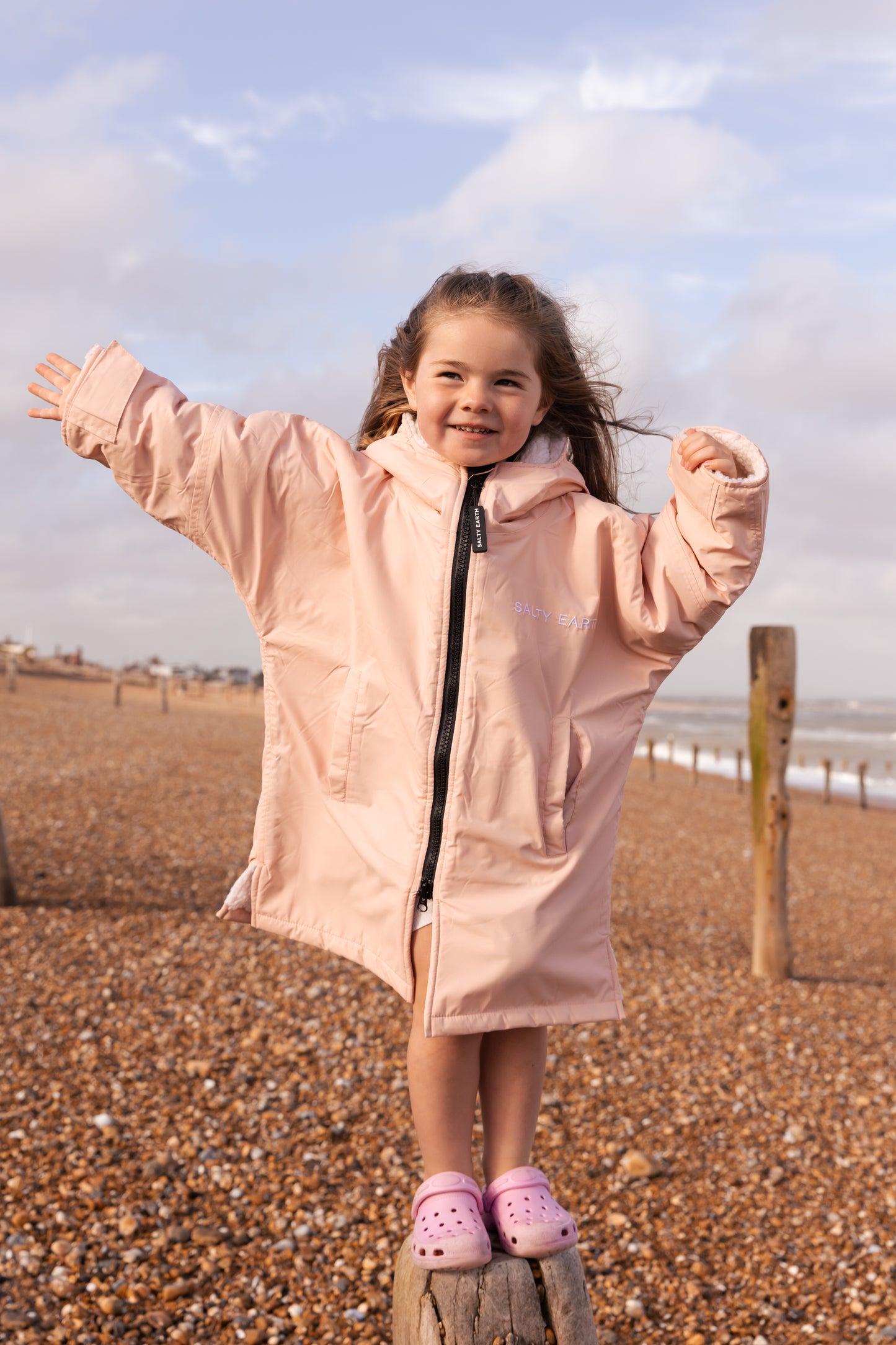 Salty Earth Waterproof Robe - Toddler Shell Pink