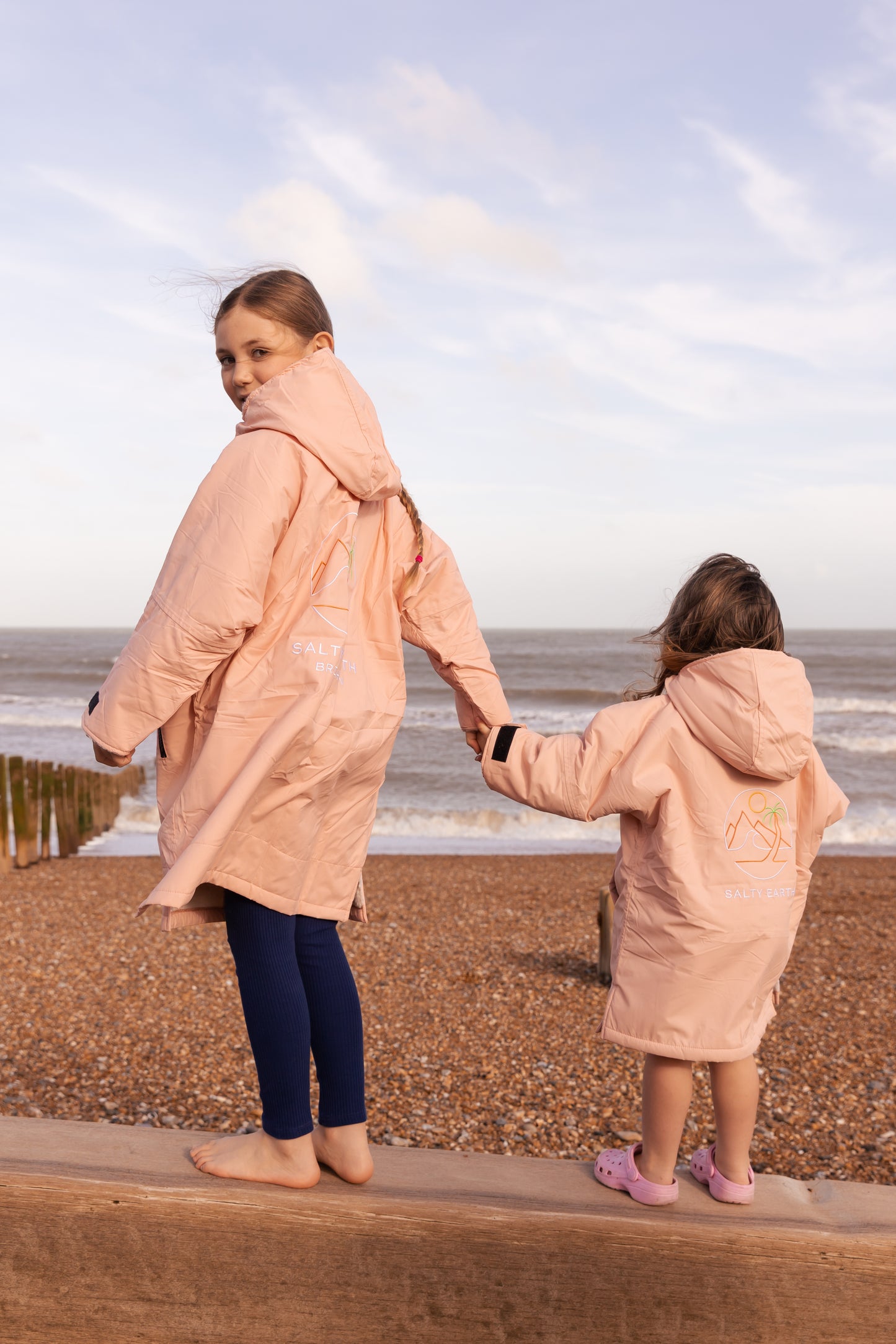 Salty Earth Waterproof Robe - Kids Shell Pink