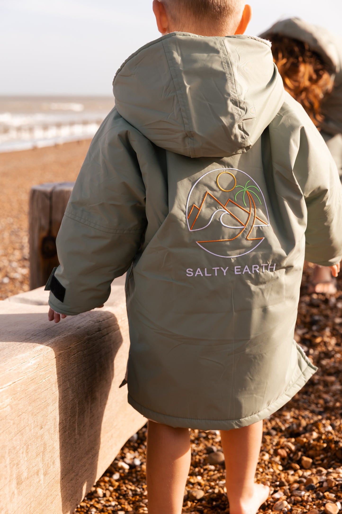 Salty Earth Waterproof Robe - Toddler Seagrass Green
