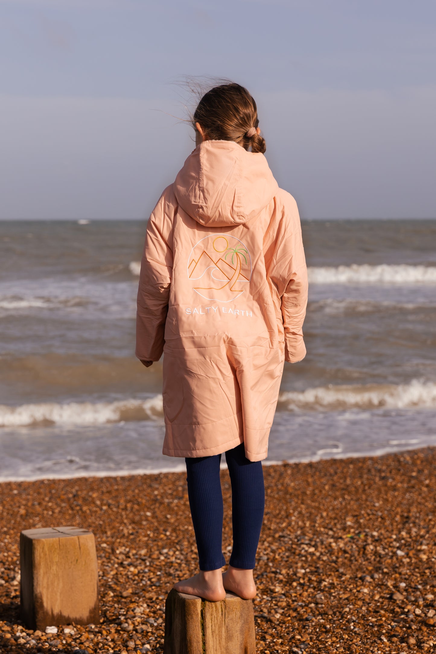 Salty Earth Waterproof Robe - Kids Shell Pink