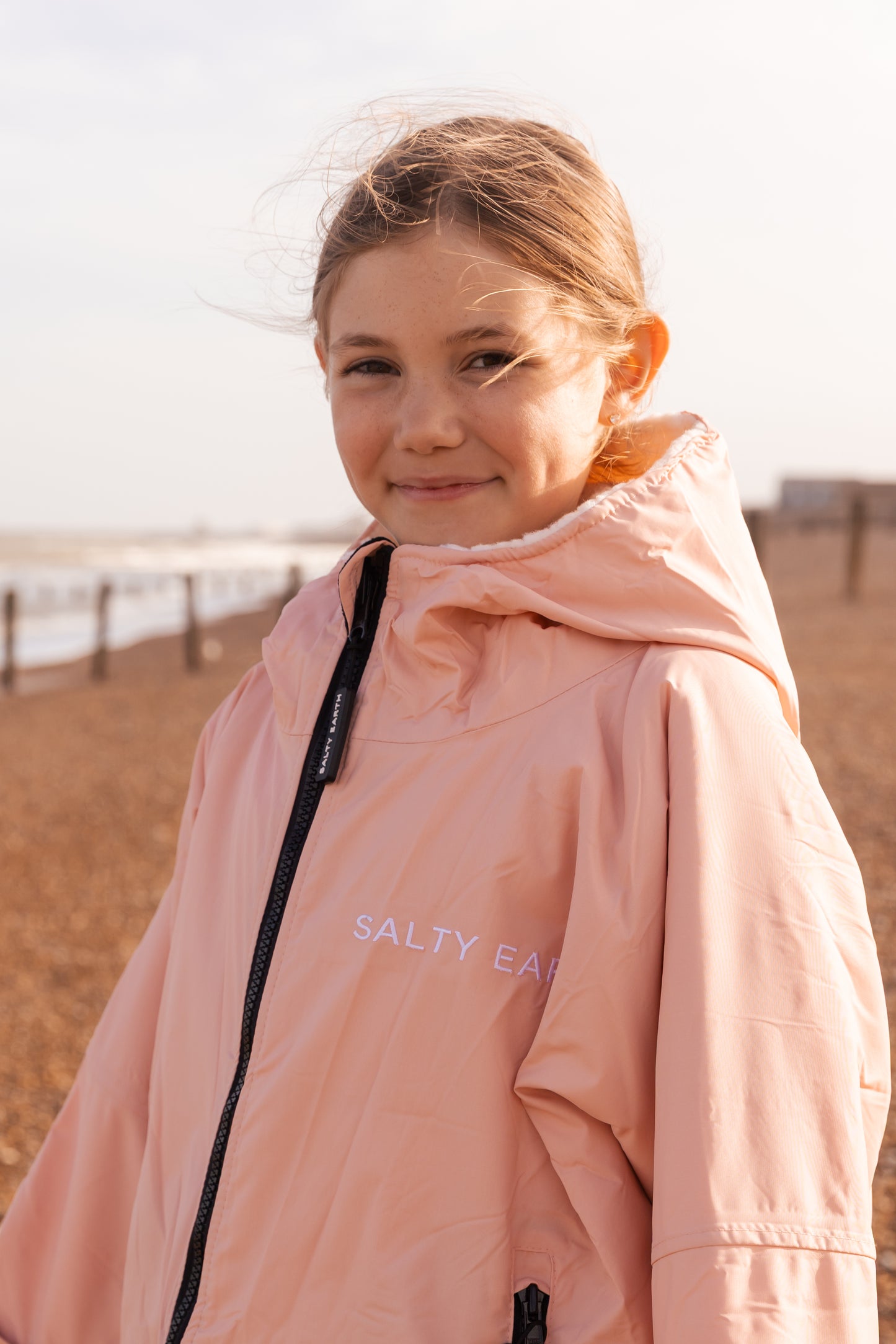 Salty Earth Waterproof Robe - Kids Shell Pink