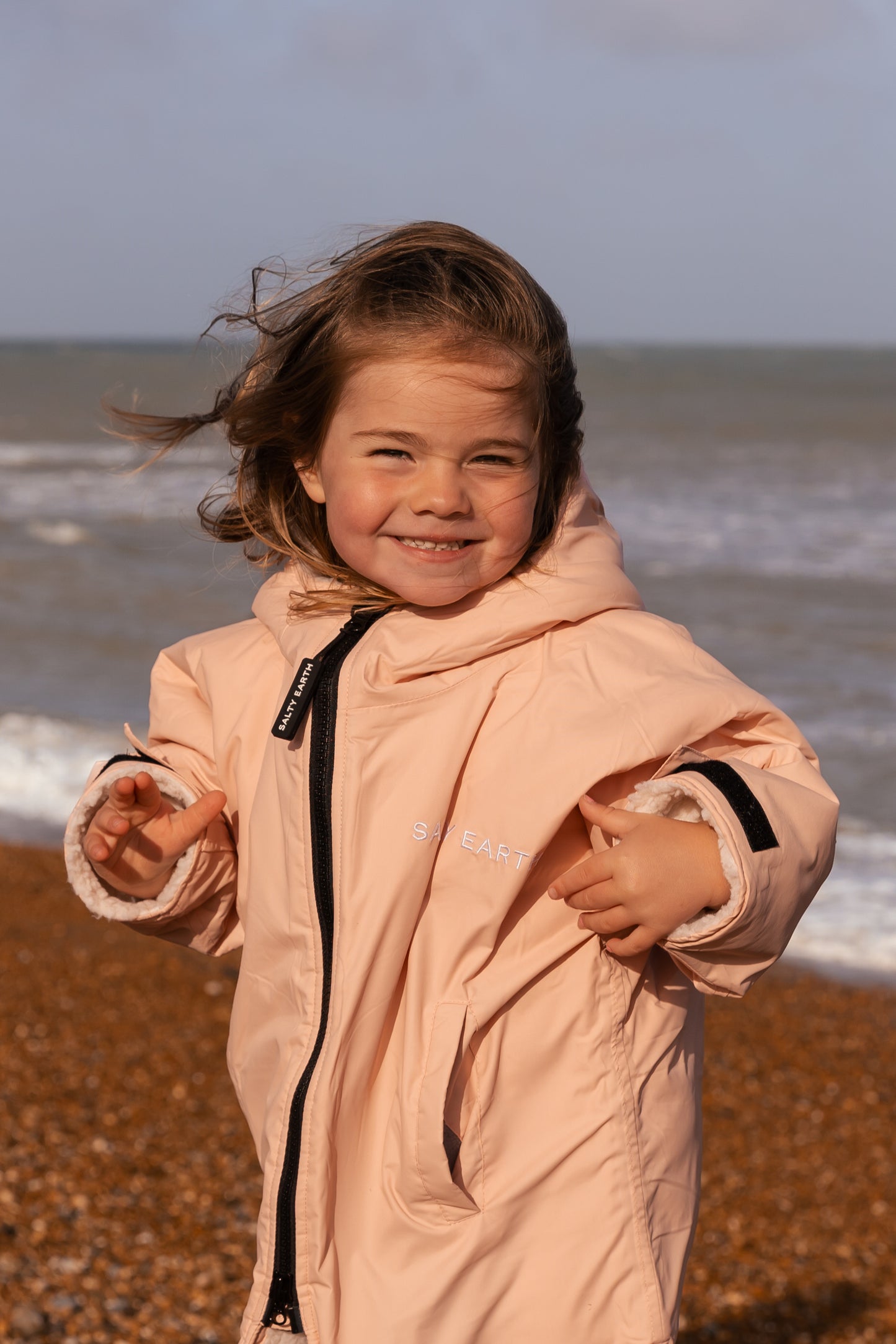Salty Earth Waterproof Robe - Toddler Shell Pink