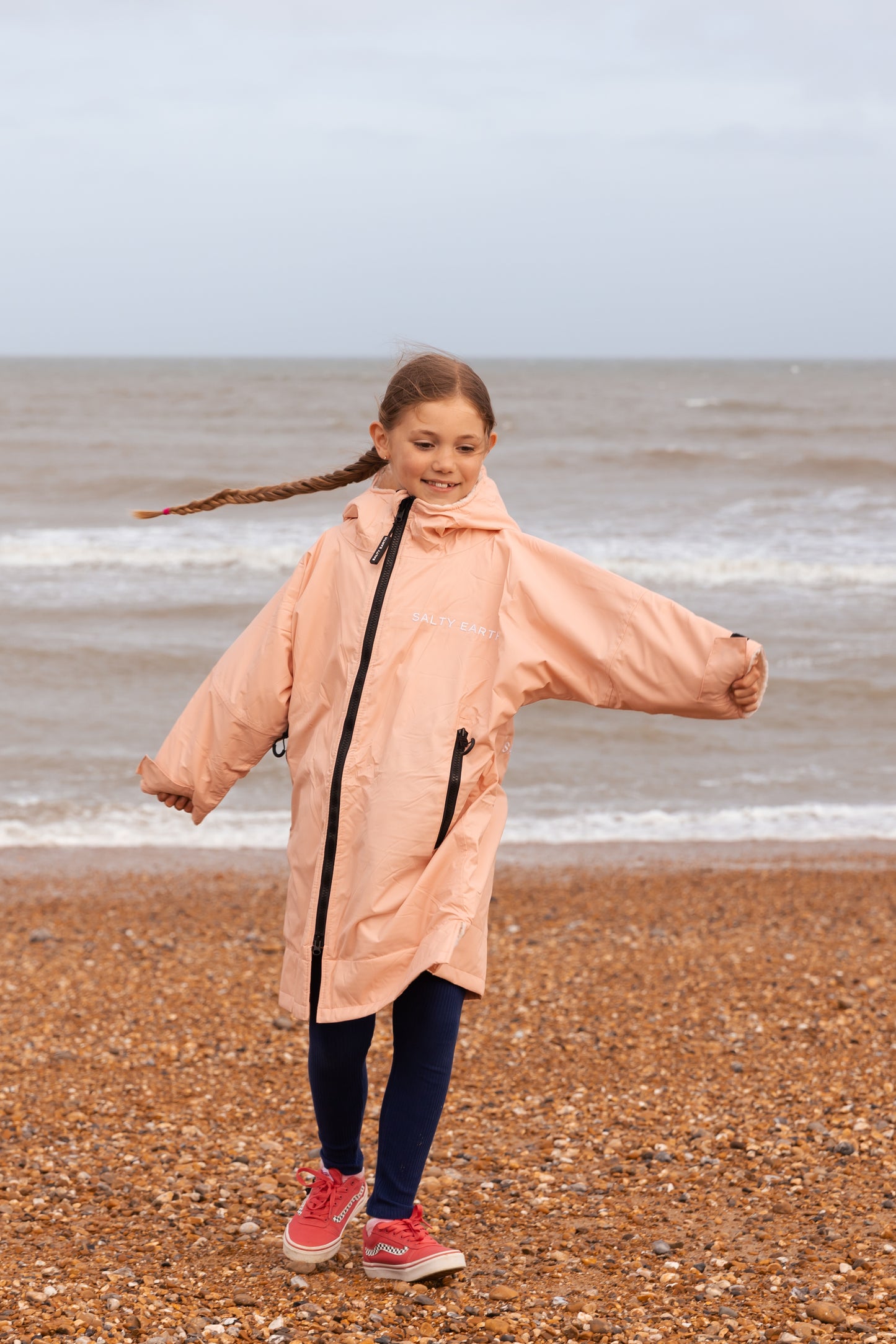 Salty Earth Waterproof Robe - Kids Shell Pink