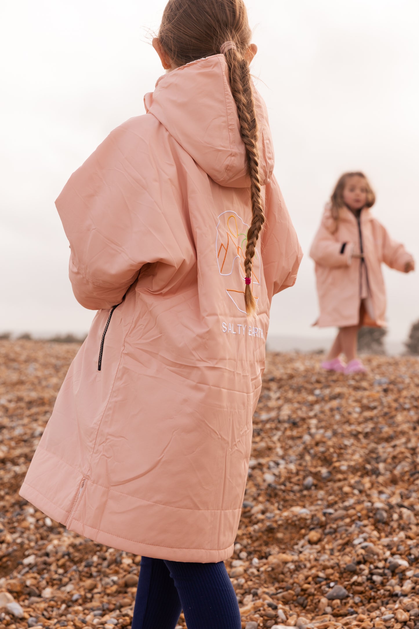 Salty Earth Waterproof Robe - Kids Shell Pink