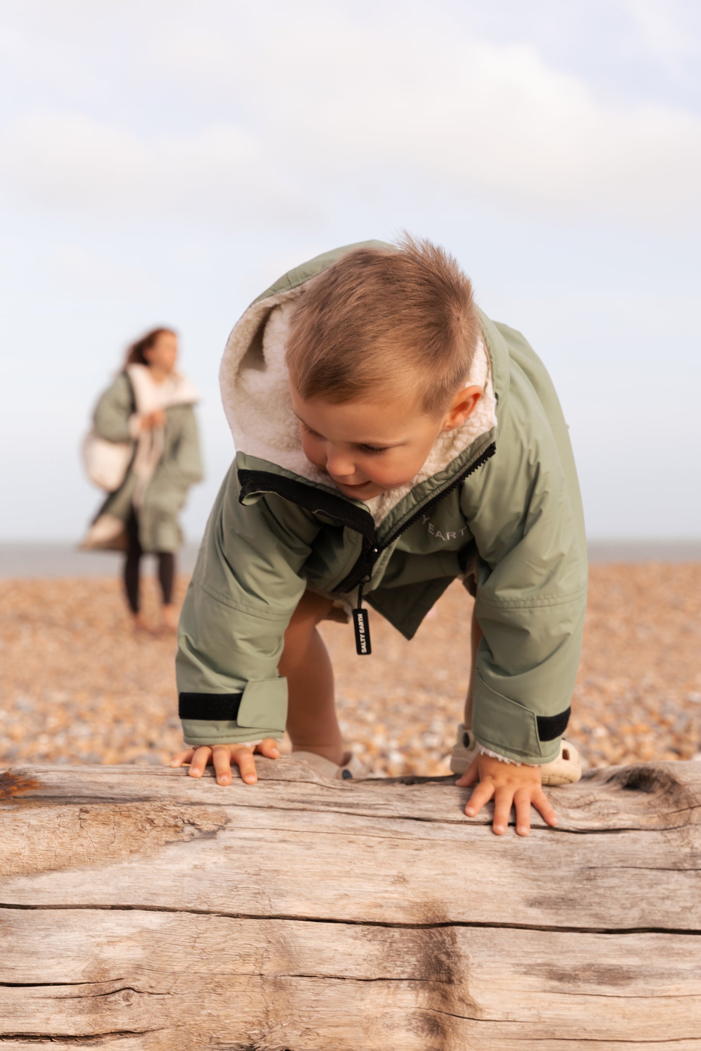 Salty Earth Waterproof Robe - Toddler Seagrass Green