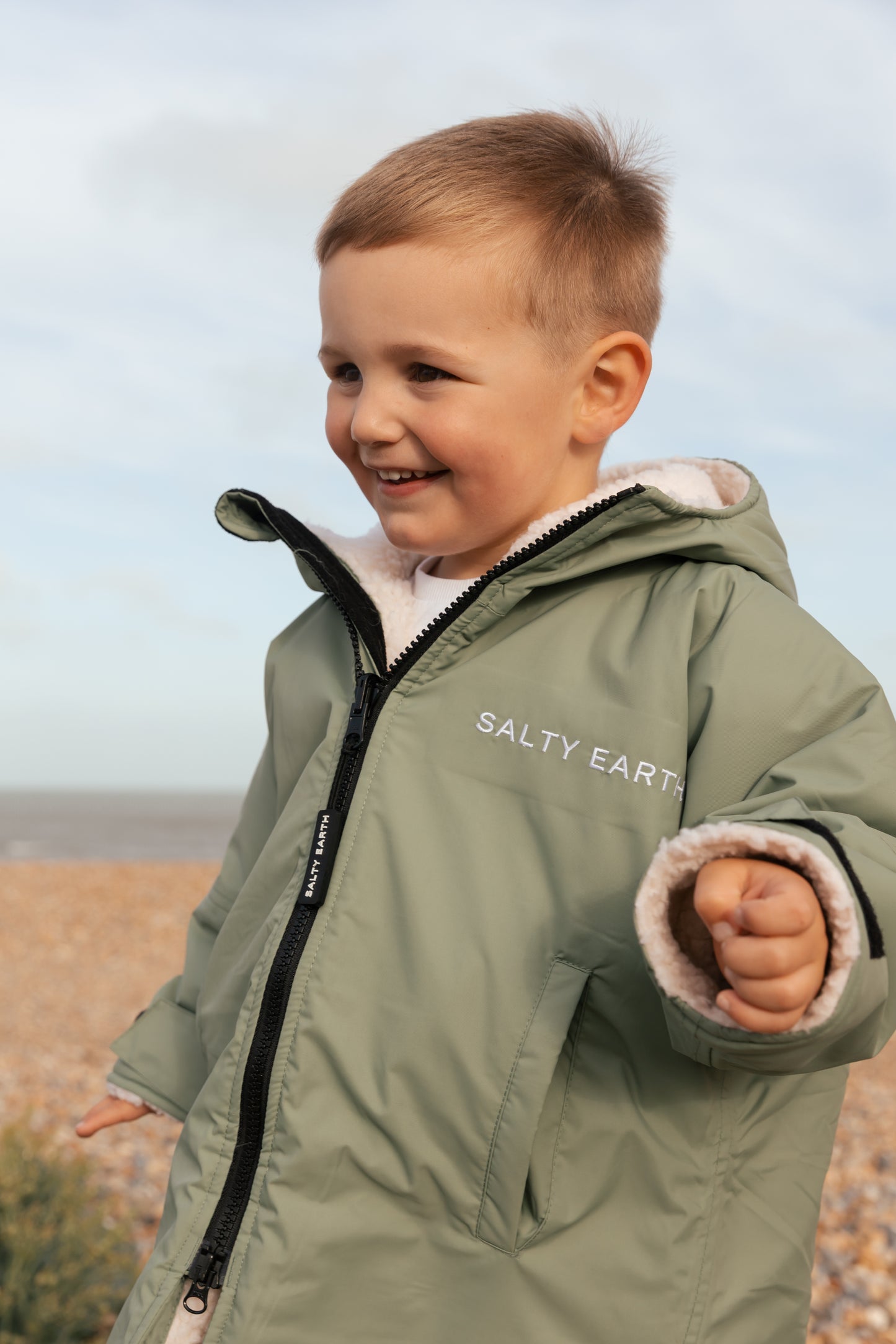 Salty Earth Waterproof Robe - Toddler Seagrass Green