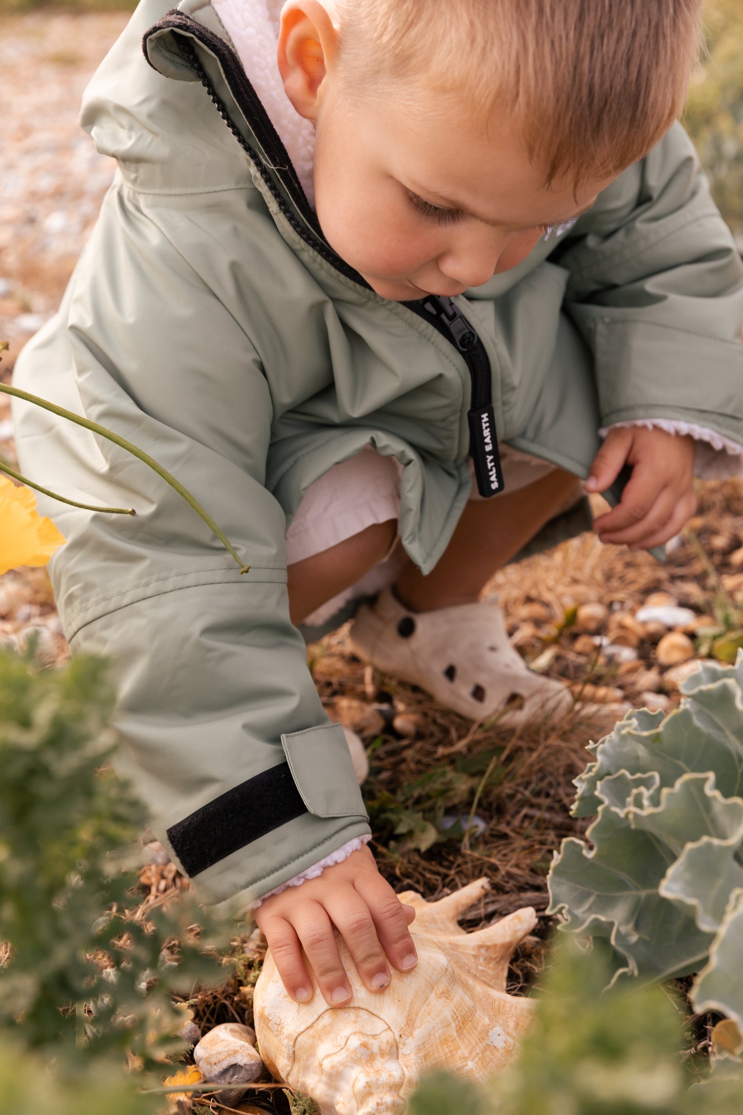 Salty Earth Waterproof Robe - Toddler Seagrass Green