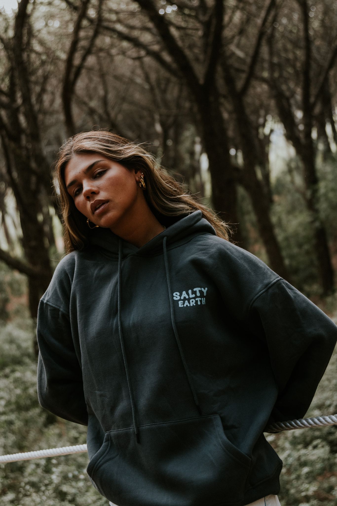Salty Earth Palm Hoodie - Grey