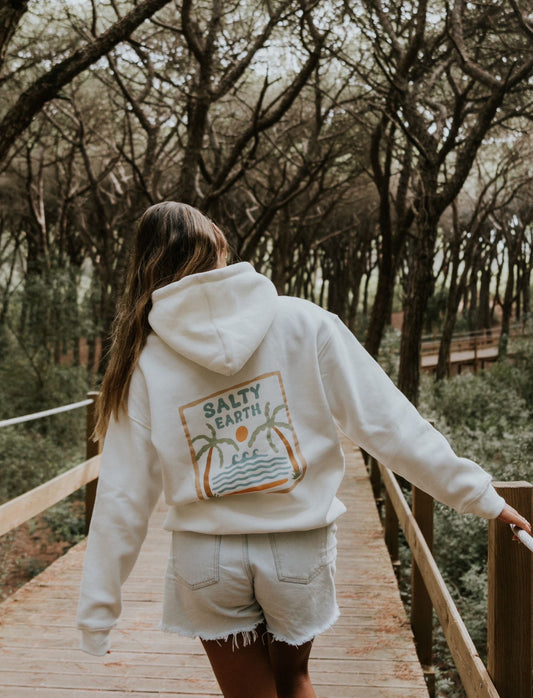 Salty Earth Palm Hoodie - White