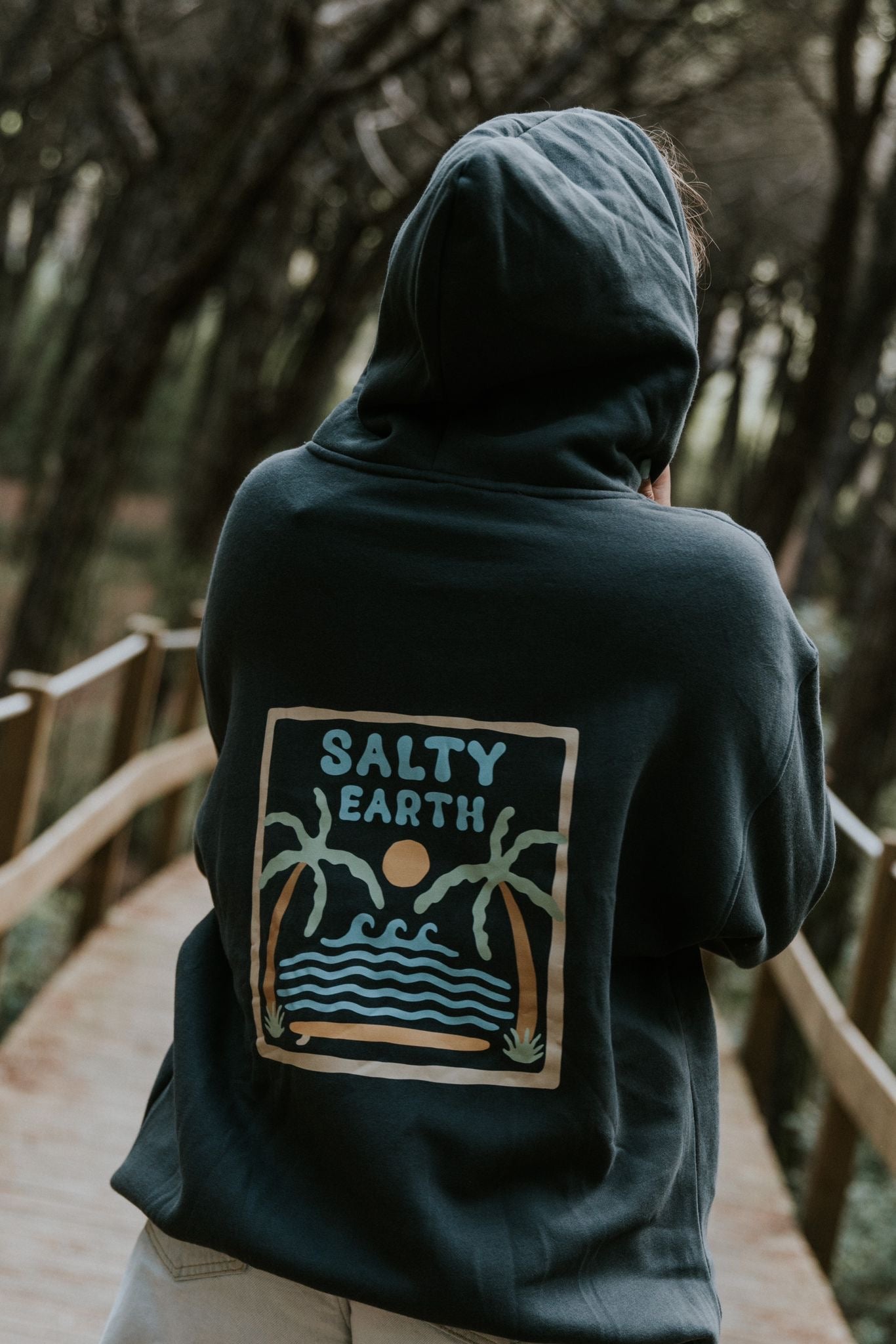 Salty Earth Palm Hoodie - Grey