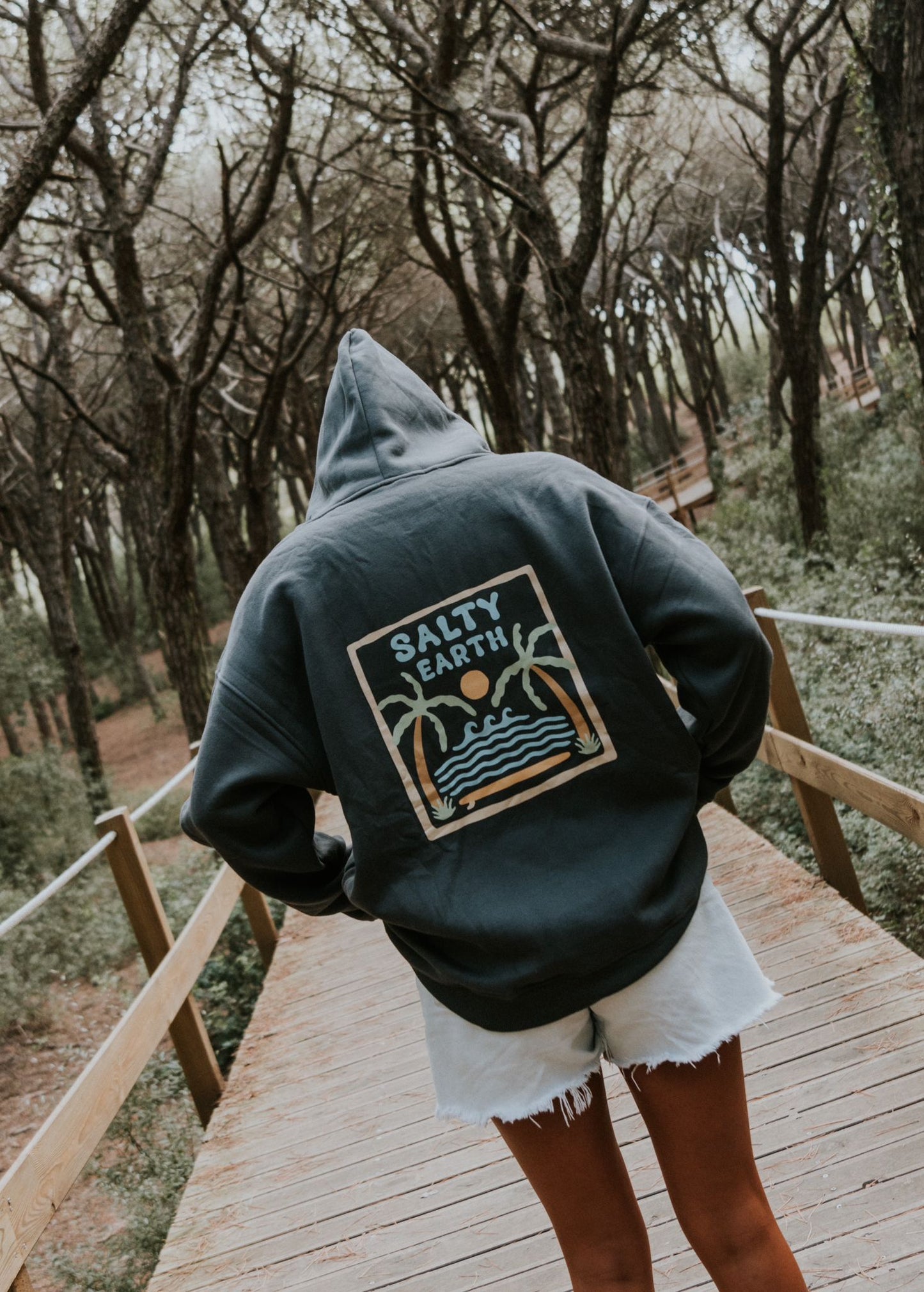 Salty Earth Palm Hoodie - Grey