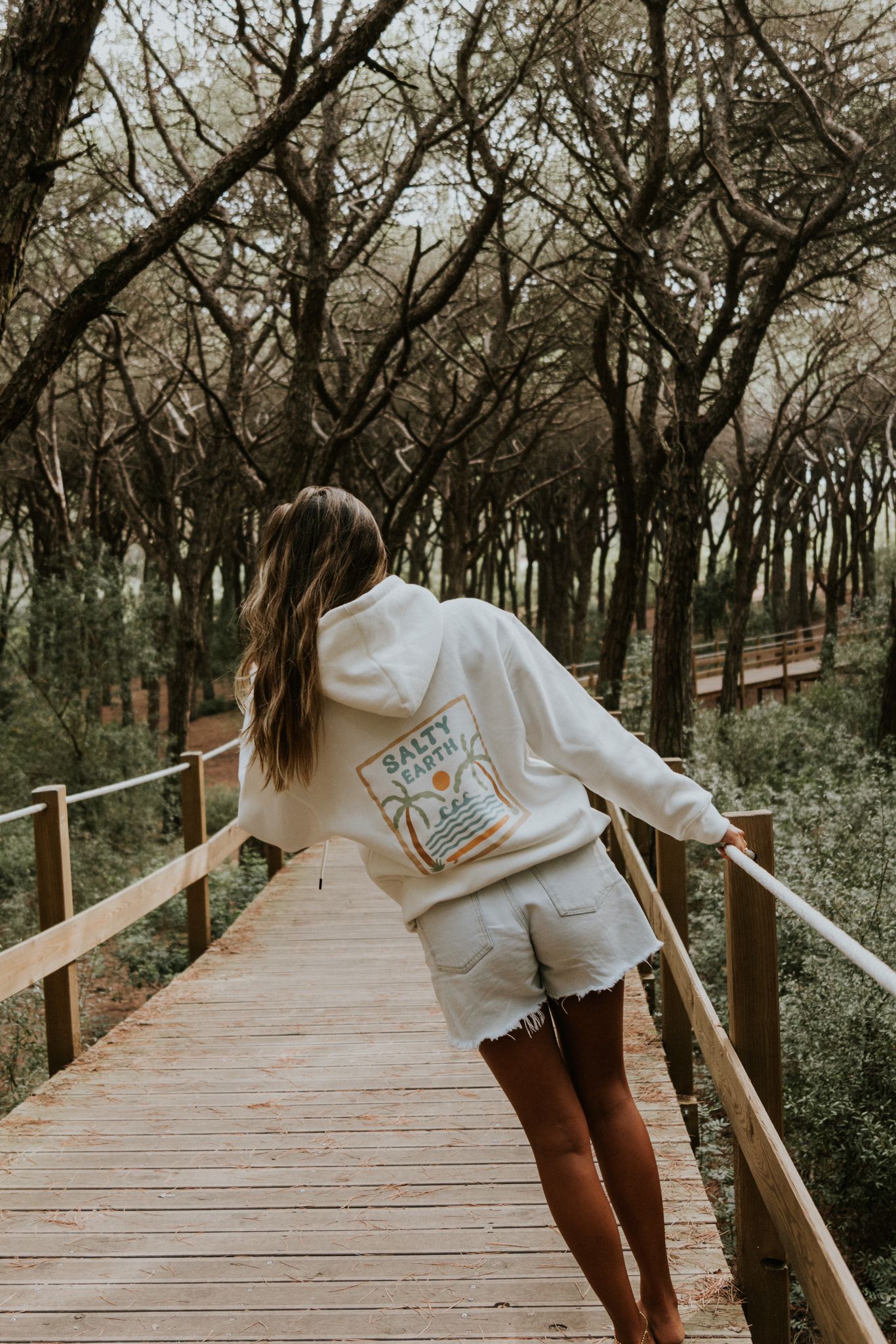 Salty Earth Palm Hoodie - White