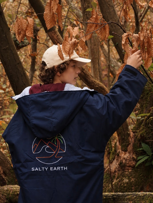 Salty Earth Waterproof Robe - Kids Deep Blue
