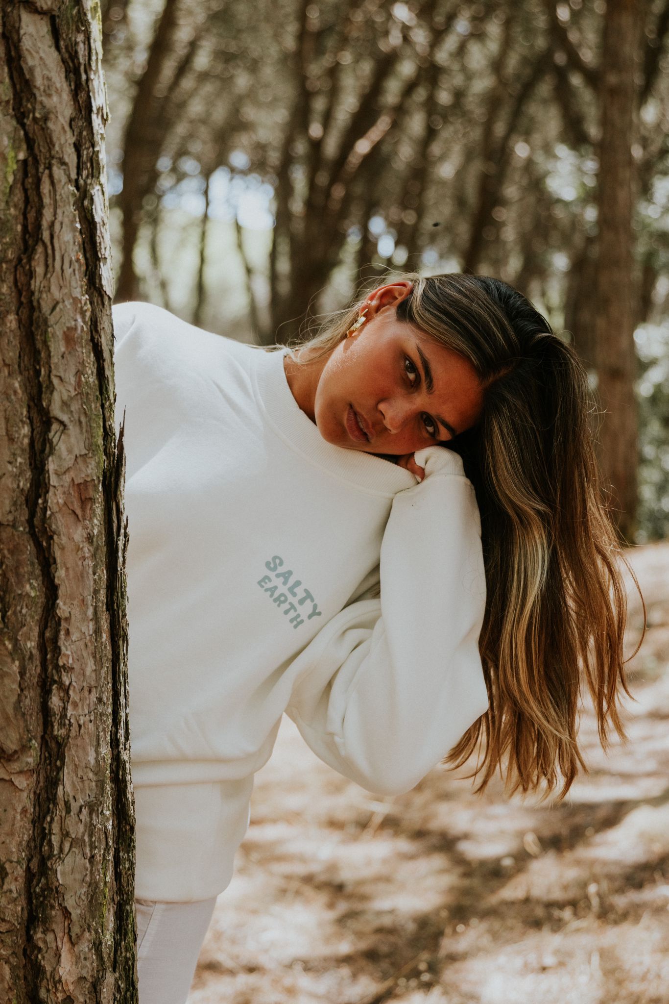 Salty Earth Palm Sweatshirt - White