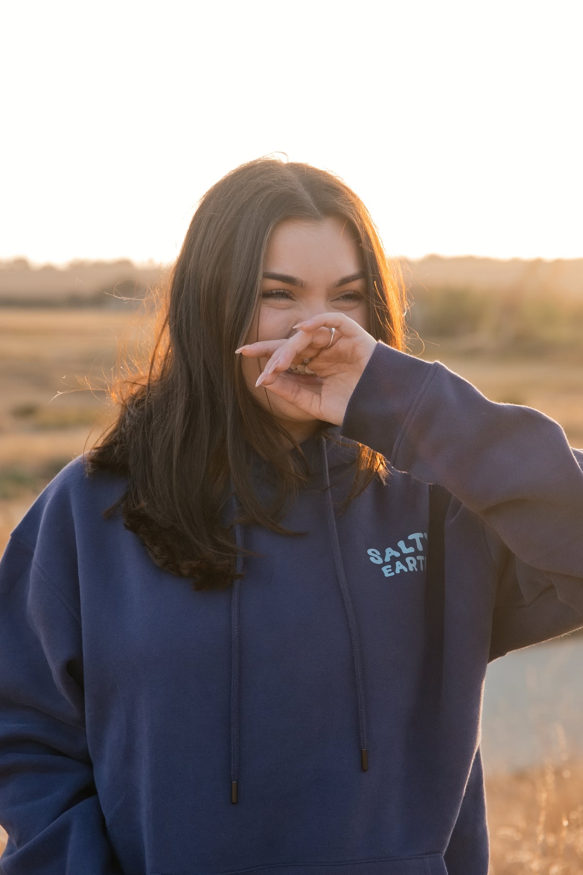 Salty Earth Palm Hoodie - Navy Blue